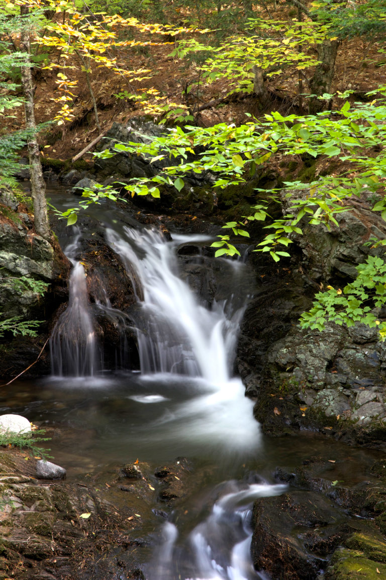 Cascading Waterfall in Early Fall