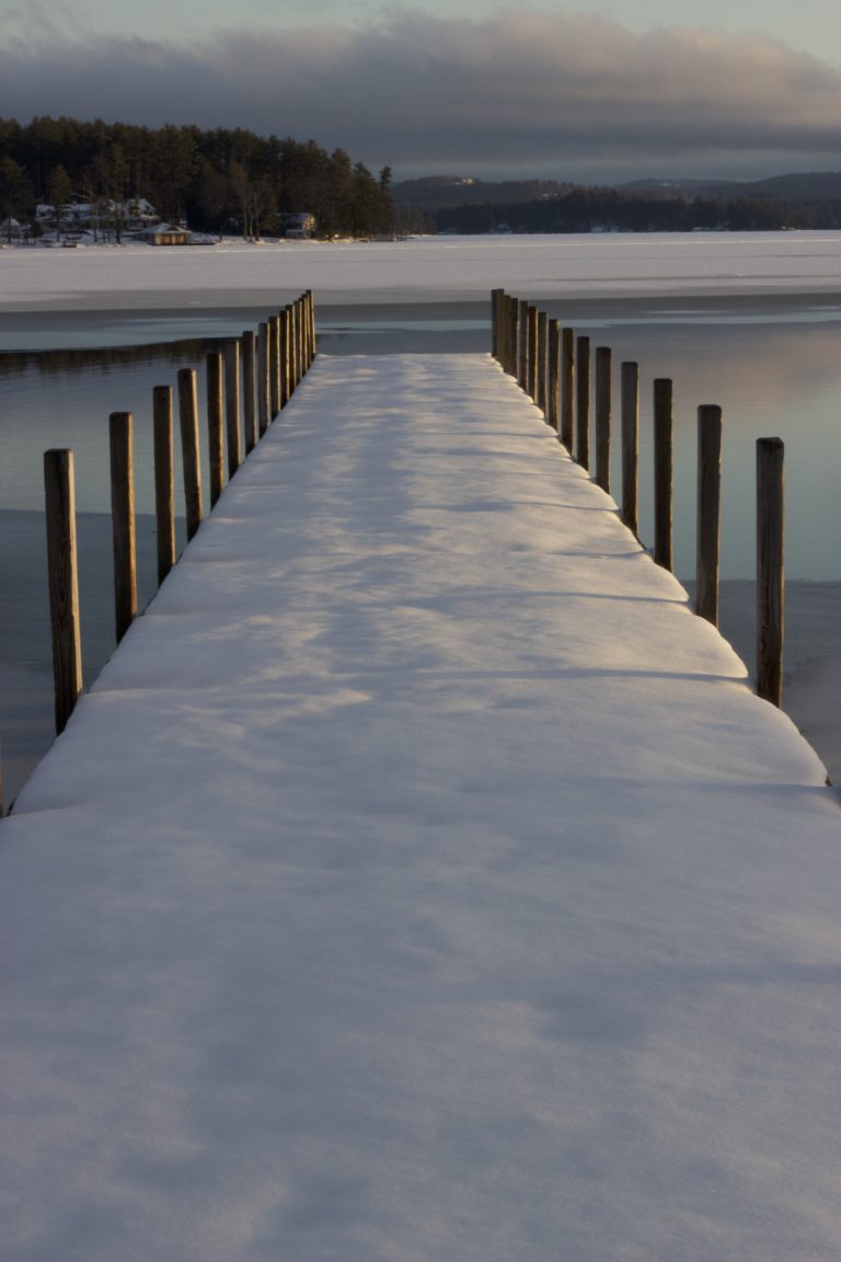 Snowy Dock by the Lake